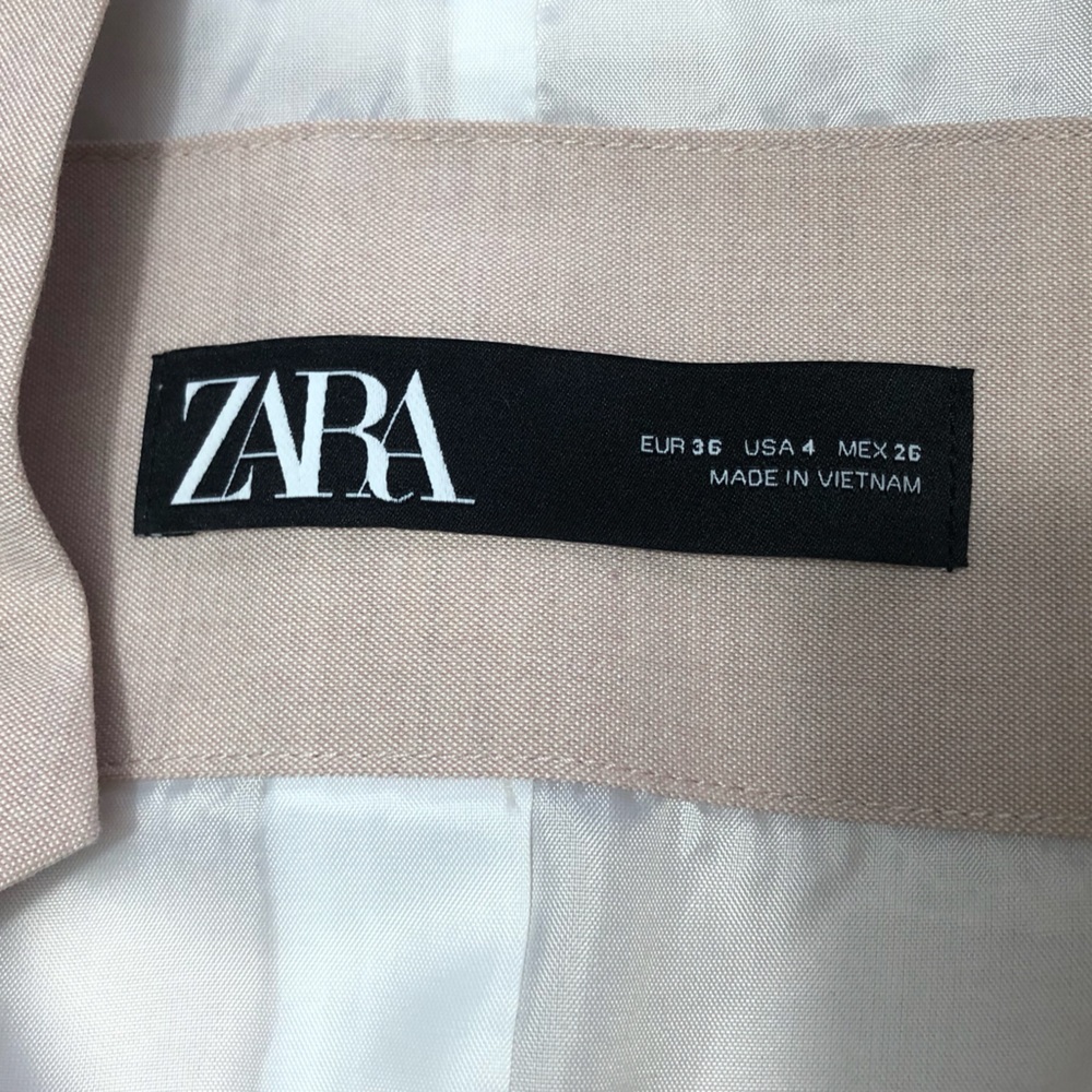 Zara Blush Pink Structured Blazer and Slim Trouser Suit Set Size 4 NWOT - Picture 7 of 13